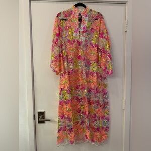 La Vie Style House Sequin Floral Maxi Caftan